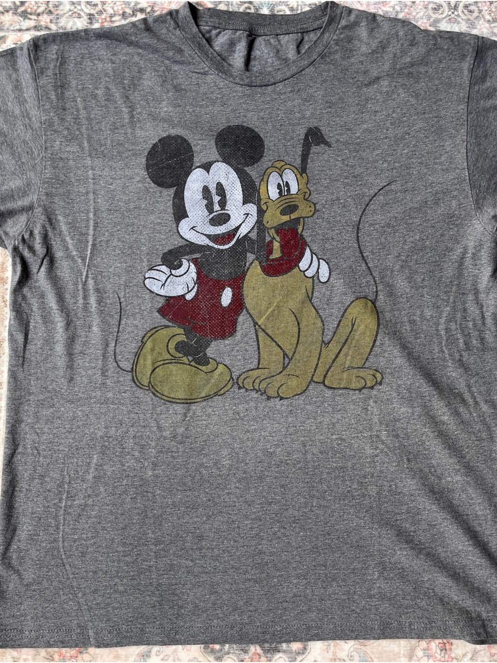 Disney Grey Mickey & Pluto Graphic Tee with Red Accents